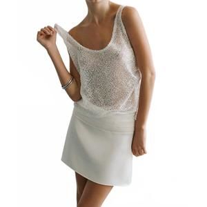 NEW ILA lend u neck sequin tank top in white